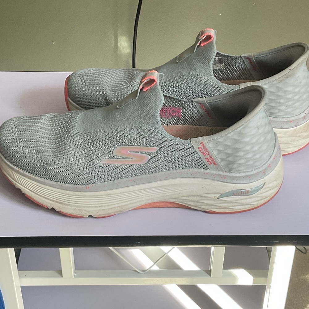 Skechers Women's Slip-On Sneakers in Gray and Pink